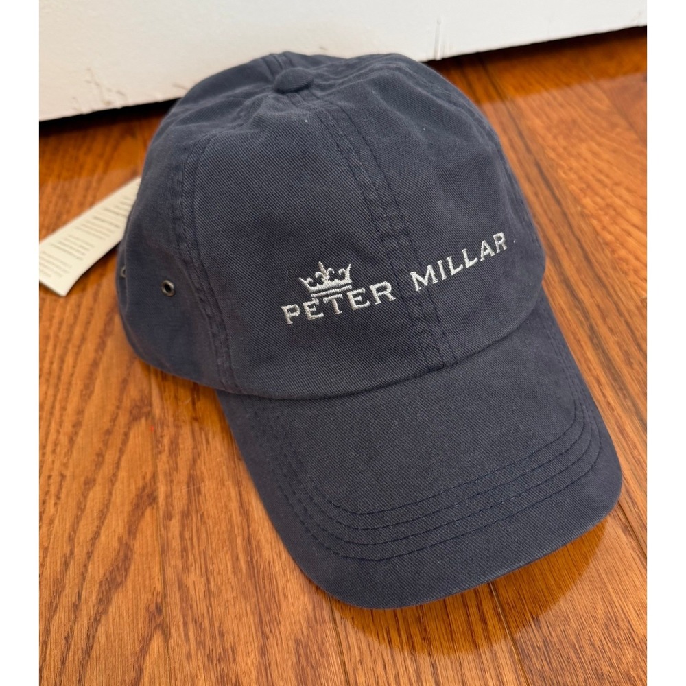New Peter Millar Golf Hat Baseball Cap Navy Crown Logo Mens One Size MC0H01